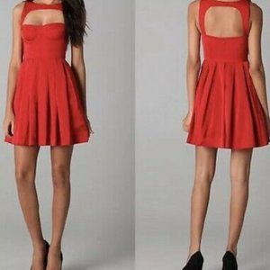 BB Dakota Red Fit + Flare Red Open Back Dress